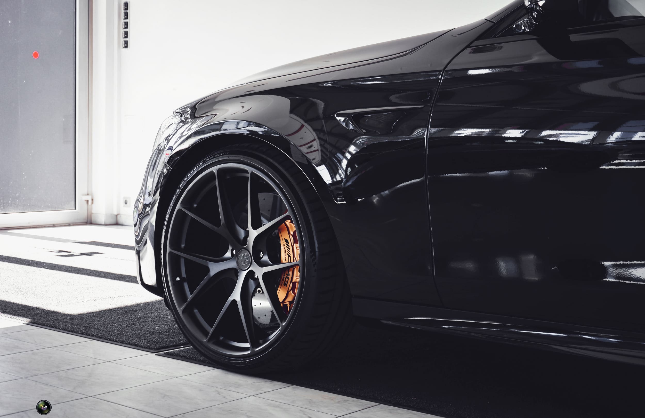 MB E63S Satin Black Wheels closeup